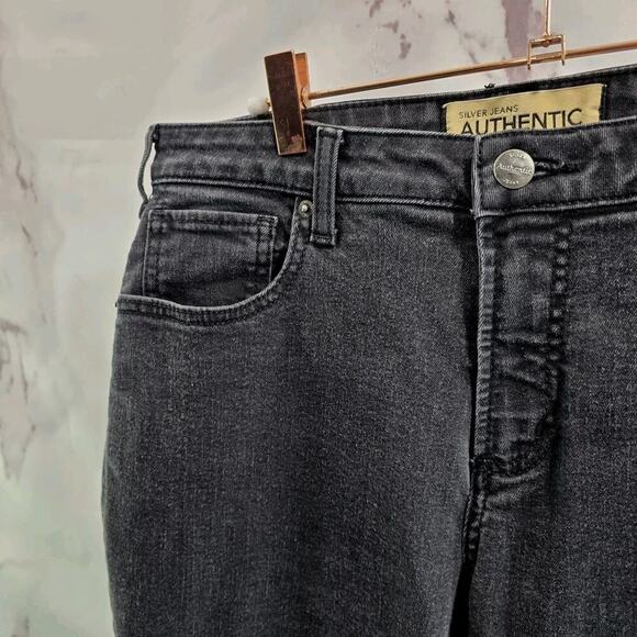 Silver Jeans Womens 14 X 29 Washed Black Denim Curvy High Rise Skinny - Picture 2 of 12